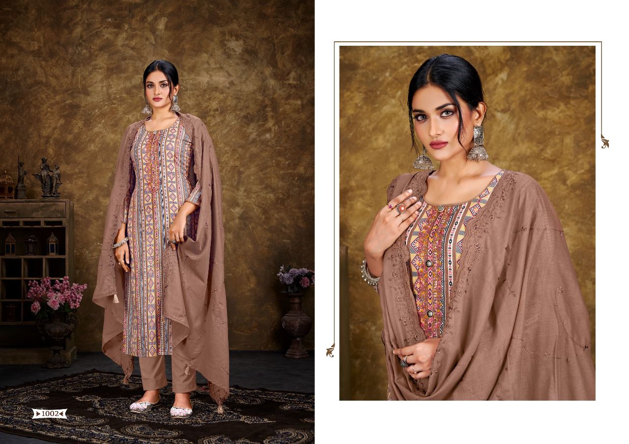 Hermitage Vogue New Fancy Casual Wear Printed Cotton Embroidery Dress Material Collection